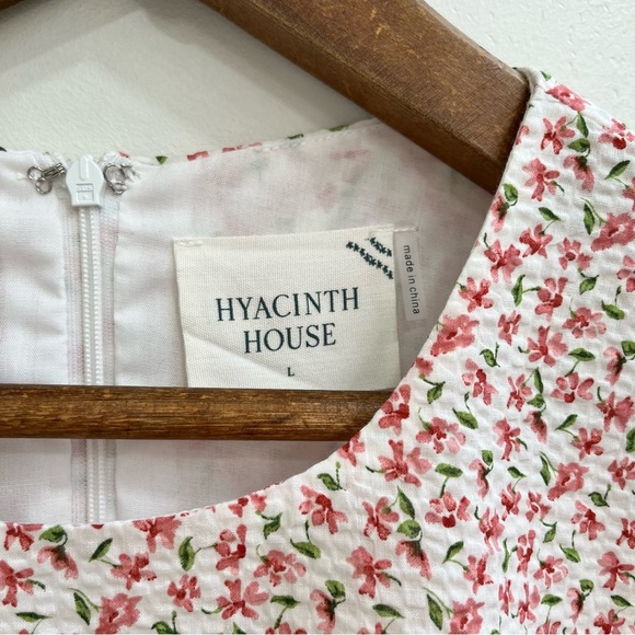 Hyacinth House Textured Floral Puff Sleeve Clemons Floral Mini Dress Size Large - Picture 13 of 14